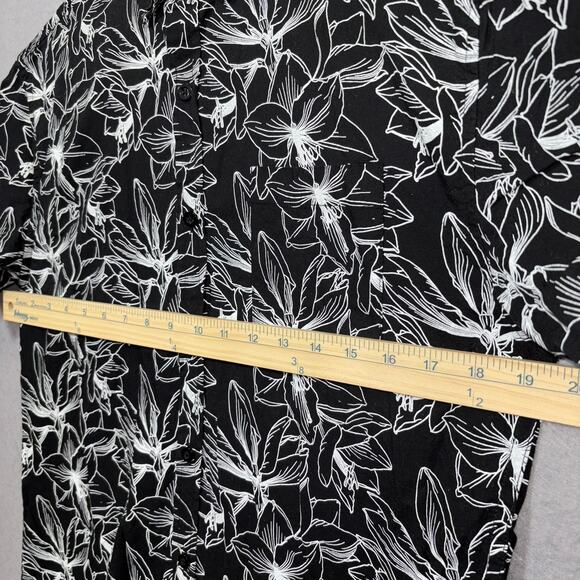 Creative Destruction Mens Busy Floral Print Shirt Medium Black White Skater Y2K - Picture 6 of 6